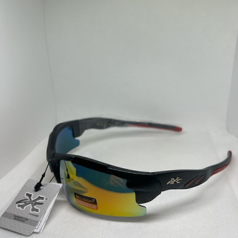 X-Loop Semi Rimless Wrap Mirrored Sunglasses